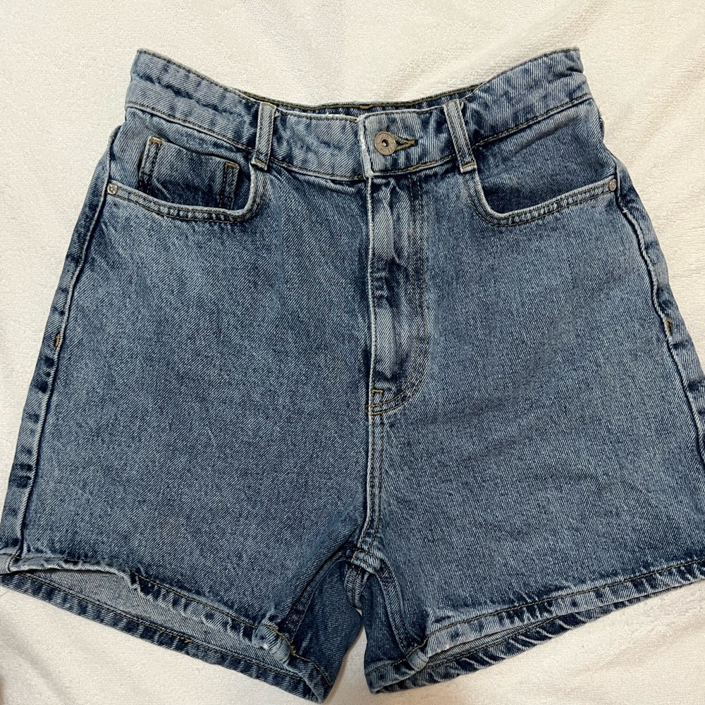 Zara high rise denim shorts